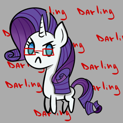 Size: 1000x1000 | Tagged: safe, rarity, pony, unicorn, ask-winged-shine, darling, frown, glare, glasses, looking at you, one word, solo