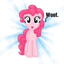 Size: 894x894 | Tagged: safe, artist:cleolouisenile, pinkie pie, earth pony, pony, female, mare, pink coat, pink mane, solo, woof