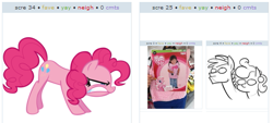 Size: 531x239 | Tagged: safe, pinkie pie, earth pony, pony, exploitable meme, juxtaposition, juxtaposition win, juxtaposition winception, meme