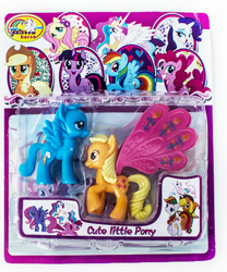 Size: 331x398 | Tagged: safe, derpibooru import, applejack, rainbow dash, earth pony, pegasus, pony, bootleg, brushable, cute little pony, glimmer wings, swapped cutie marks, toy