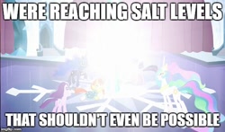 Size: 568x335 | Tagged: safe, screencap, princess celestia, princess luna, starlight glimmer, sunburst, twilight sparkle, twilight sparkle (alicorn), alicorn, pony, the crystalling, crystal empire, crystal heart, image macro, meme, misspelling