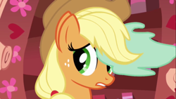 Size: 1366x768 | Tagged: safe, screencap, applejack, earth pony, pony, look before you sleep, animation error, solo