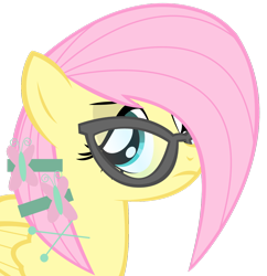 Size: 1280x1325 | Tagged: safe, artist:euphoriapony, fluttershy, pegasus, pony, alternate hairstyle, glasses, simple background, solo, transparent background, vector