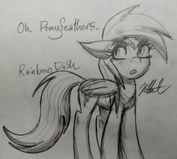 Size: 2485x2237 | Tagged: safe, artist:katkathasahathat, derpibooru import, rainbow dash, pegasus, pony, solo, traditional art