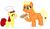 Size: 467x275 | Tagged: safe, artist:etech, apple bloom, applejack, earth pony, pony, blank flank, pun