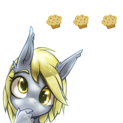 Size: 500x500 | Tagged: safe, artist:php94, derpy hooves, anthro, close-up, cropped, muffin, solo