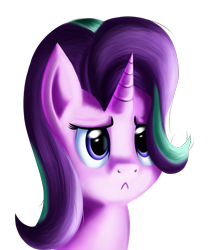 Size: 2275x2615 | Tagged: safe, artist:qbellas, starlight glimmer, pony, unicorn, uncommon bond, :<, female, mare, sad, simple background, solo, transparent background