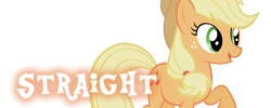 Size: 500x200 | Tagged: safe, applejack, earth pony, pony, female, male, meta, straight