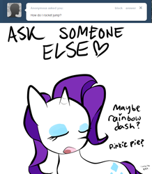 Size: 680x780 | Tagged: safe, artist:moonblizzard, rarity, pony, unicorn, ask, rarity answers, solo, tumblr