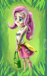 Size: 1280x2075 | Tagged: safe, artist:ruffu, fluttershy, clothes, female, humanized, pink hair, solo