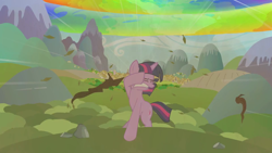 Size: 1920x1080 | Tagged: safe, derpibooru import, twilight sparkle, spoiler:double rainboom, double rainboom, explosion, ponyville, sonic rainboom