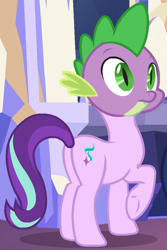 Size: 684x1026 | Tagged: safe, edit, edited screencap, editor:kuco, screencap, spike, starlight glimmer, dragon, a royal problem, body swap, butt, cropped, fusion, head swap, plot, wat, what has science done