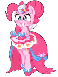 Size: 600x800 | Tagged: safe, artist:30clock, pinkie pie, pony, bipedal, clothes, cute, dress, gala dress, happy, pixiv, shoes, solo