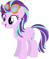 Size: 1024x1219 | Tagged: safe, artist:ra1nb0wk1tty, indigo zap, starlight glimmer, pegasus, pony, ear piercing, earring, equestria girls ponified, female, goggles, jewelry, mare, piercing, ponified, recolor, simple background, solo, transparent background