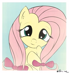 Size: 2160x2292 | Tagged: safe, artist:neko-me, fluttershy, pegasus, pony, bow, cute, get, ribbon, shyabetes, smiling, solo