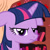 Size: 792x792 | Tagged: safe, derpibooru import, screencap, twilight sparkle, unicorn twilight, pony, unicorn, bookshelf, female, frown, mare, reaction image, solo, twilight is not amused, unamused