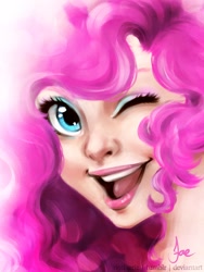 Size: 768x1024 | Tagged: safe, artist:riotfaerie, pinkie pie, human, bust, humanized, light skin, portrait, solo