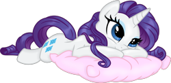 Size: 4085x2000 | Tagged: safe, artist:kp-shadowsquirrel, artist:spier17, rarity, pony, unicorn, cute, female, high res, lying down, mare, pillow, prone, raribetes, simple background, smiling, solo, transparent background