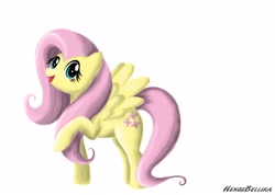 Size: 2318x1650 | Tagged: safe, artist:hengebellika, fluttershy, pegasus, pony, female, mare, pink mane, solo, yellow coat