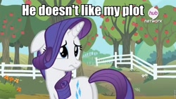 Size: 960x540 | Tagged: safe, edit, edited screencap, screencap, rarity, pony, unicorn, simple ways, butt, caption, female, image macro, mare, plot, sad, solo