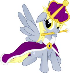 Size: 3082x3201 | Tagged: safe, derpy hooves, pegasus, pony, crown, female, mare, muffin queen, scepter, solo