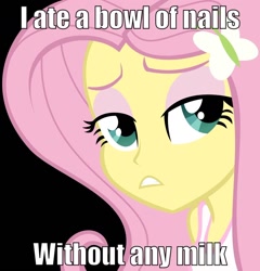 Size: 1280x1331 | Tagged: safe, fluttershy, equestria girls, epic gamershy, image macro, no weenies allowed, salty spitoon, solo, spongebob squarepants