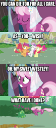 Size: 600x1348 | Tagged: safe, edit, edited screencap, screencap, apple bloom, applejack, big macintosh, cheerilee, scootaloo, sweetie belle, earth pony, pony, hearts and hooves day (episode), comic, cutie mark crusaders, hearts and hooves day, image macro, male, pit, screencap comic, stallion, the princess bride, wedding veil