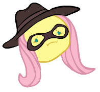 Size: 196x180 | Tagged: safe, artist:keno9988, fluttershy, pegasus, pony, game grumps, hat, mask, mortem3r, pony grumps, pony rolled, pony train, solo, steam rolled, steam train