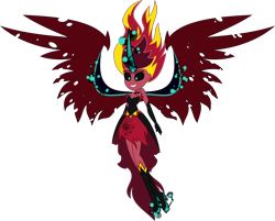 Size: 7082x5685 | Tagged: safe, alternate version, artist:orin331, sunset satan, sunset shimmer, equestria girls, absurd resolution, clothes, evil, floating, horn, midnight-ified, redesign, simple background, sleeveless, solo, transparent background, vector, wings, xk-class end-of-the-world scenario