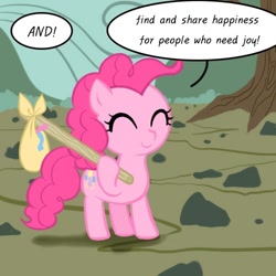 Size: 500x500 | Tagged: safe, artist:apzzang, pinkie pie, earth pony, pony, ask, ask-grow-pinkie, bindle, solo, younger