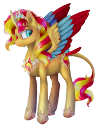 Size: 435x568 | Tagged: safe, artist:misstulcadhiel, sunset shimmer, alicorn, classical unicorn, pony, alicornified, leonine tail, race swap, shimmercorn, simple background, solo, transparent background, unshorn fetlocks