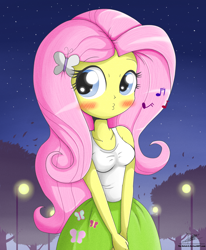 Size: 1784x2162 | Tagged: safe, artist:the-butch-x, fluttershy, equestria girls, blushing, clothes, cute, shyabetes, solo, whistling