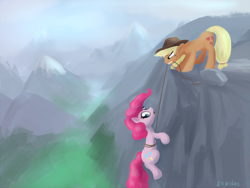 Size: 1000x750 | Tagged: safe, artist:sokolas, applejack, pinkie pie, earth pony, pony, 30 minute art challenge, duo, female, mare