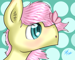 Size: 1250x1000 | Tagged: safe, artist:solarflarepony, butterscotch, fluttershy, butterfly, pegasus, pony, adorascotch, cute, rule 63, rule63betes, solo