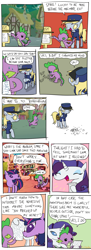 Size: 700x1932 | Tagged: safe, artist:foudubulbe, derpy hooves, rarity, spike, twilight sparkle, dragon, pegasus, pony, unicorn, comic, female, heartwarming, hug, letter, library, mail, mailbag, mailbox, mailmare, male, mare, shipping, sparity, straight