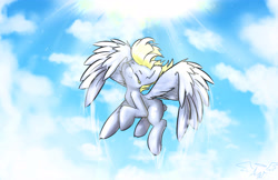 Size: 4039x2617 | Tagged: safe, artist:angelwing314, derpy hooves, pegasus, pony, female, flying, mare, smiling, solo