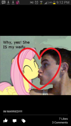 Size: 720x1280 | Tagged: safe, fluttershy, human, heart, irl, irl human, kissing, photo, waifu