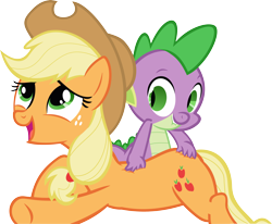 Size: 4000x3291 | Tagged: safe, artist:ponyeffectrus, screencap, applejack, spike, dragon, earth pony, pony, spike at your service, absurd resolution, hand on butt, lip bite, male, mare, massage, simple background, transparent background, vector