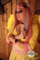 Size: 750x1125 | Tagged: safe, artist:yaminocosmos, fluttershy, human, .mov, cosplay, irl, irl human, knife, photo, pony.mov, shed.mov, solo