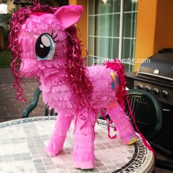 Size: 800x800 | Tagged: safe, artist:seatha, pinkie pie, earth pony, pony, craft, female, mare, pink coat, pink mane, piñata