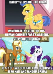 Size: 627x873 | Tagged: safe, screencap, flash sentry, rarity, trenderhoof, pony, unicorn, simple ways, image macro, op has a point