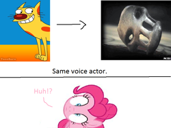 Size: 830x624 | Tagged: safe, pinkie pie, earth pony, pony, 1000 hours in ms paint, barely pony related, catdog, exploitable meme, jim cummings, meme, ms paint, obligatory pony, same voice actor, splatterhouse