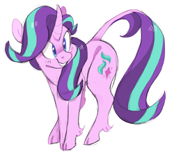 Size: 912x804 | Tagged: safe, artist:xenon, starlight glimmer, classical unicorn, pony, unicorn, cloven hooves, female, leonine tail, mare, simple background, smiling, solo, transparent background, unshorn fetlocks