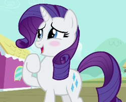 Size: 267x216 | Tagged: safe, screencap, rarity, pony, unicorn, simple ways, blushing, fanfilly, solo