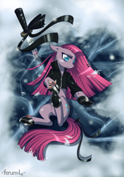 Size: 1058x1500 | Tagged: safe, artist:hardcrowmao, pinkie pie, earth pony, pony, pinkamena diane pie, solo, sword, weapon