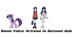 Size: 1982x1034 | Tagged: safe, derpibooru import, twilight sparkle, cure white, exploitable meme, futari wa precure, german, germany, hannah whitehouse, honoka yukishiro, julia meynen, meme, precure, pretty cure, same voice actor