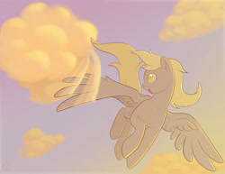 Size: 800x618 | Tagged: safe, artist:screaminglama, derpy hooves, pegasus, pony, cloud, cloudy, female, mare, muffin, solo