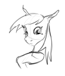 Size: 685x800 | Tagged: safe, artist:archonix, derpy hooves, pegasus, pony, female, mare, monochrome, sketch, solo