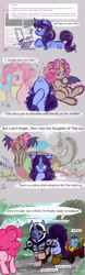 Size: 2613x8361 | Tagged: safe, artist:zabchan, discord, pinkie pie, oc, oc:ursa major, earth pony, pony, ask, babysitting, comic, fear, offspring, parent:discord, parent:pinkie pie, parents:discopie, protection, tumblr, wagon