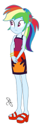 Size: 671x2048 | Tagged: safe, artist:cookiechans2, artist:ilaria122, derpibooru import, rainbow dash, better together, equestria girls, spring breakdown, alternate hairstyle, bracelet, clothes, dress, feet, sandals, simple background, solo, toes, transparent background